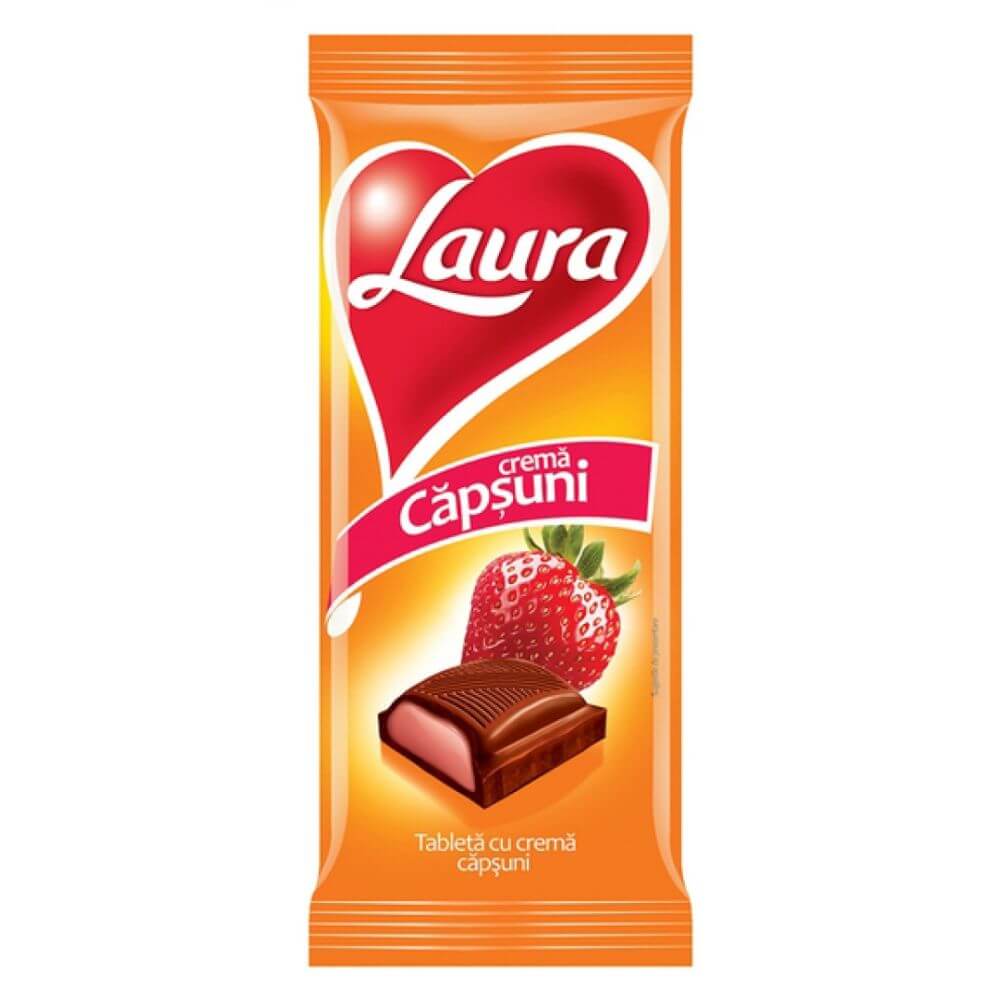 Ciocolata cu Crema de Capsuni Laura, 80 g