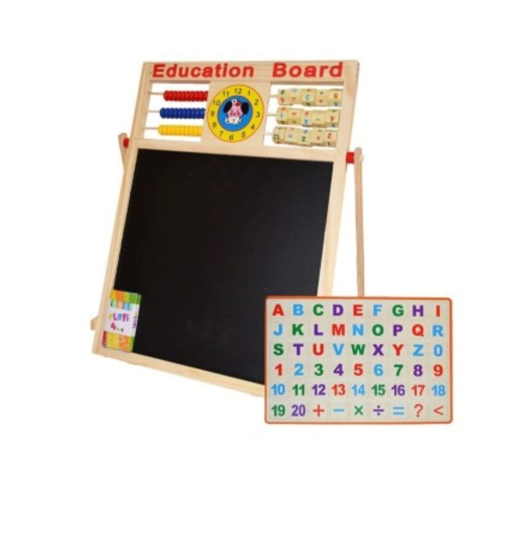 Tablita din lemn educativa, creativa, magnetica, cu socotitoare, alfabet, creta, Education Board 62 X 46cm