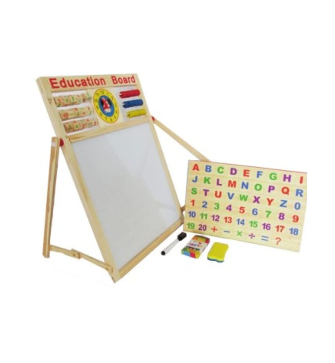 Tablita din lemn educativa, creativa, magnetica, cu socotitoare, alfabet, creta, Education Board 62 X 46cm