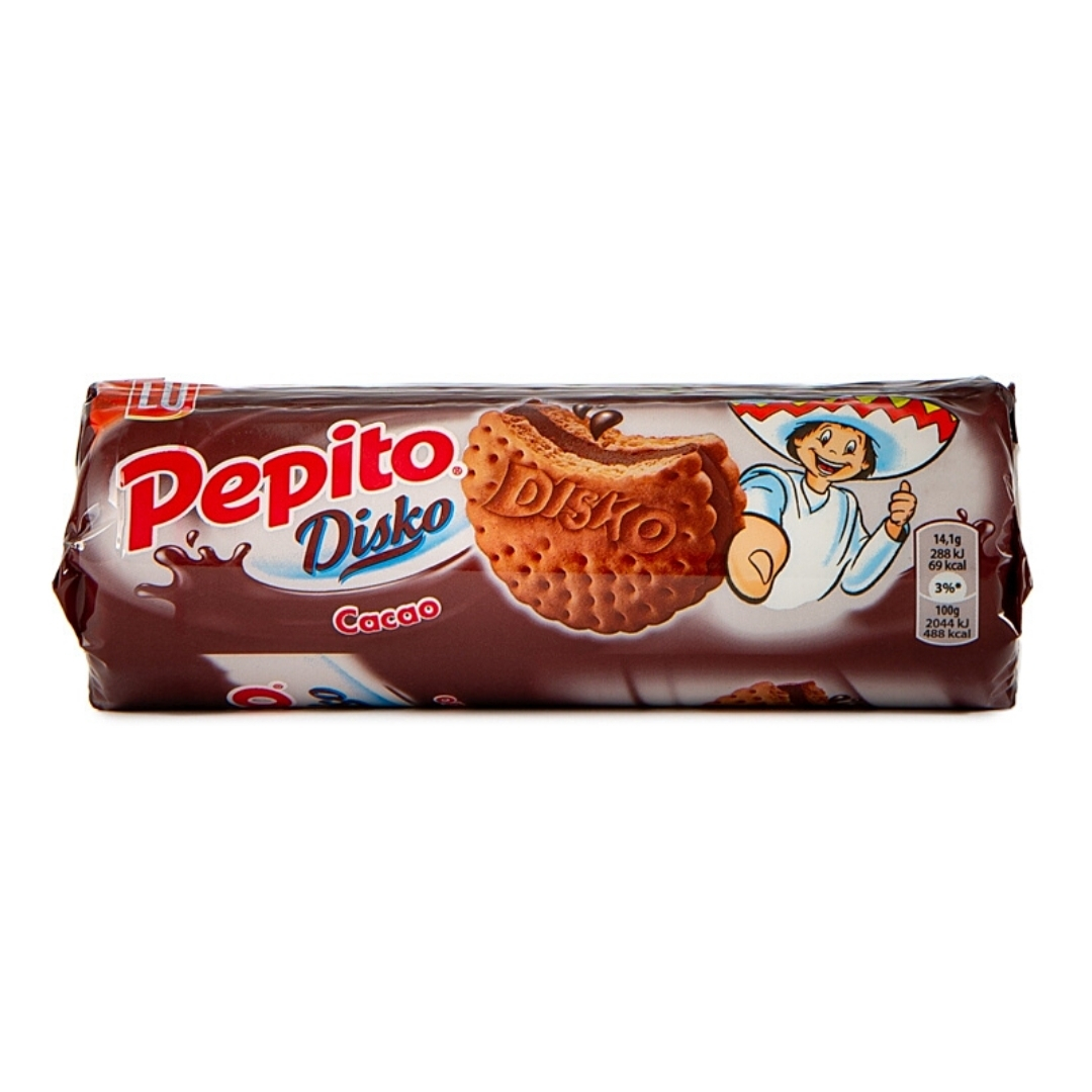 Pepito Disko Biscuiti cu Cacao umpluti cu Crema de Cacao 169g