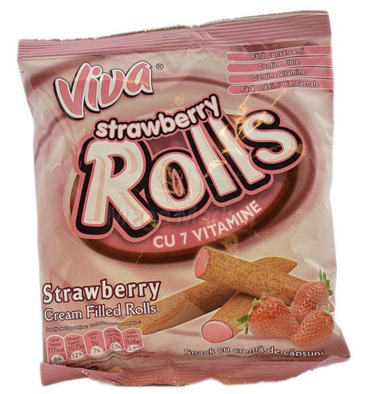 VIVA rolls umplute cu crema de capsuni 100g