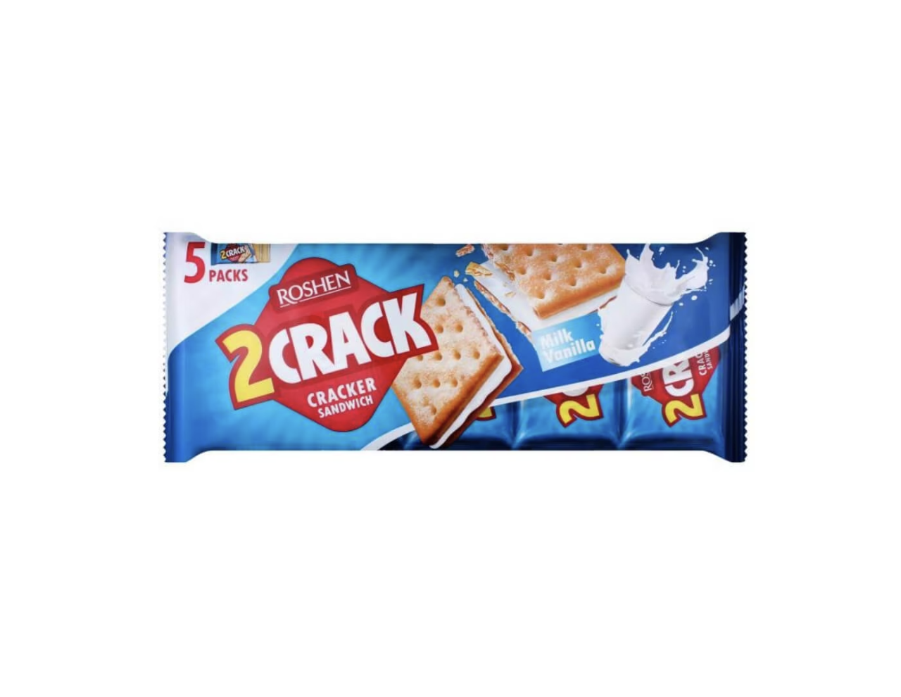 Biscuiti cu Umplutura de Lapte, Roshen 2 Crack, 235 g