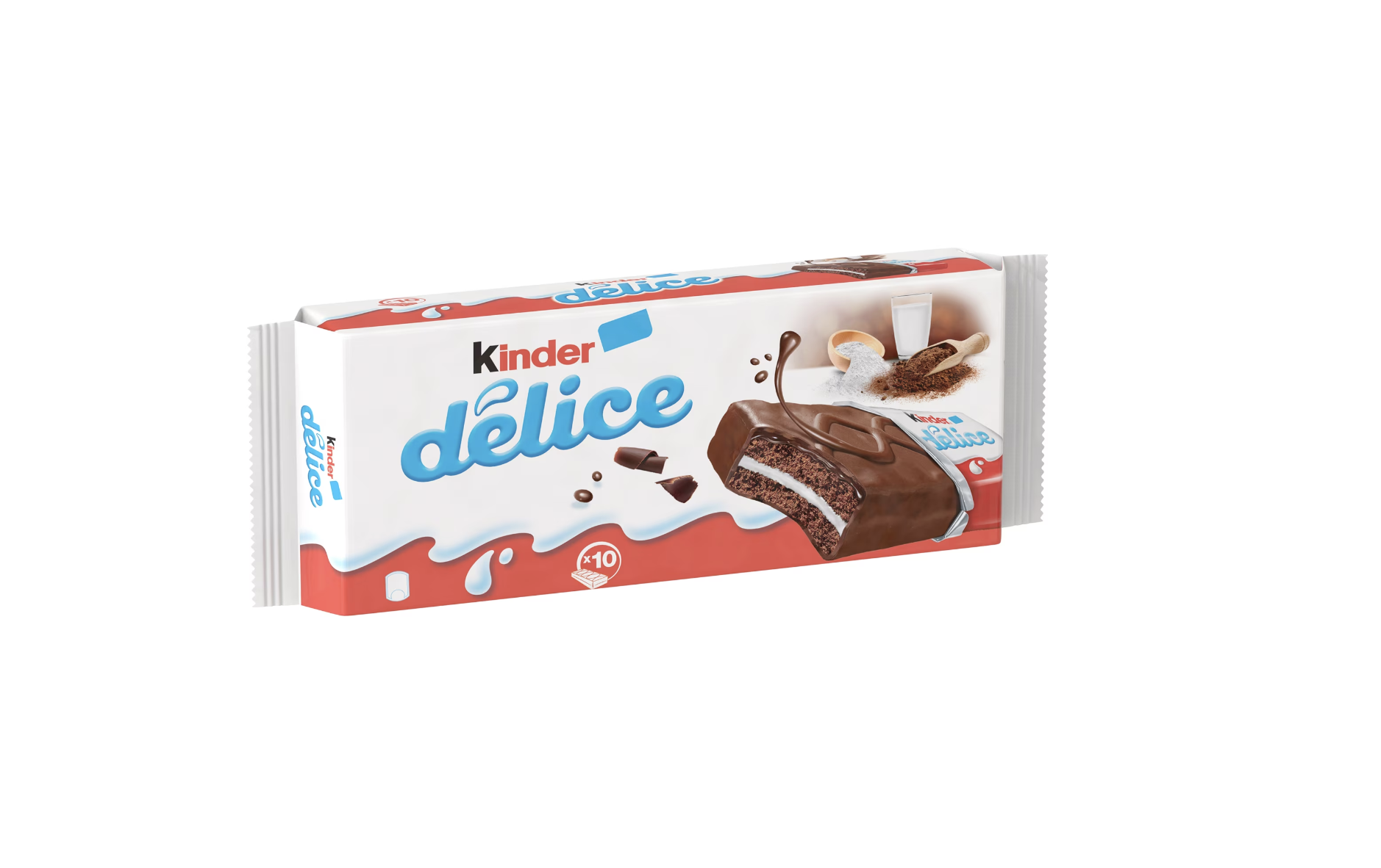 Pachet prajitura cu lapte si cacao Kinder Delice, 10 bucati, 390g