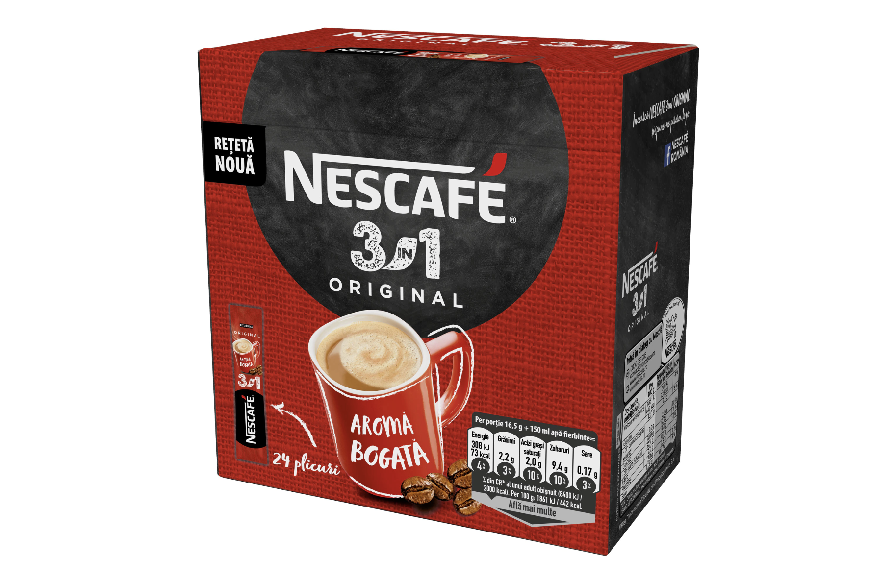 Cafea solubila Nescafe 3in1 Original 24x16.5g