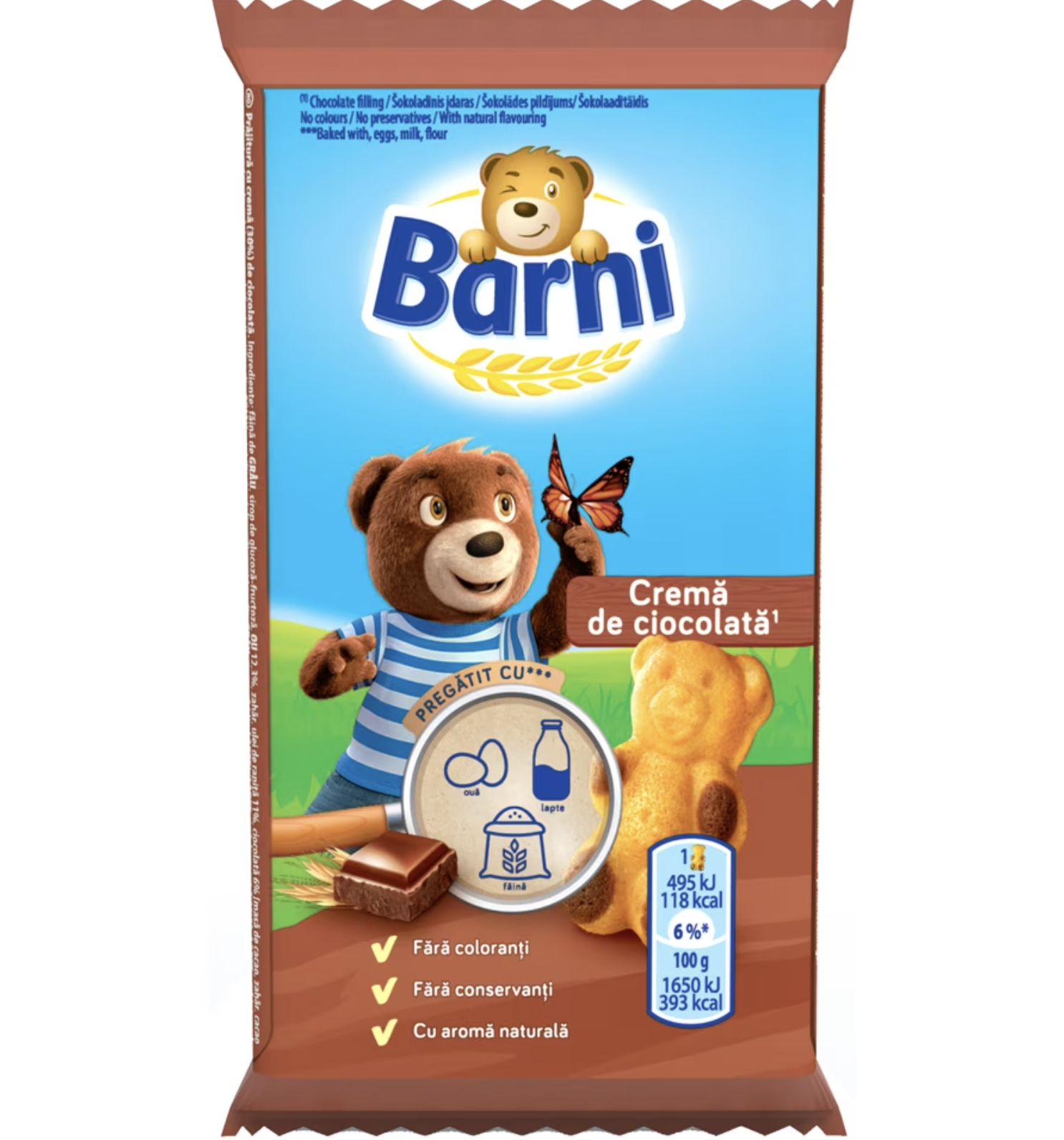 Ursuleti cu crema de ciocolata, Barni, 30 g, 5 bucati