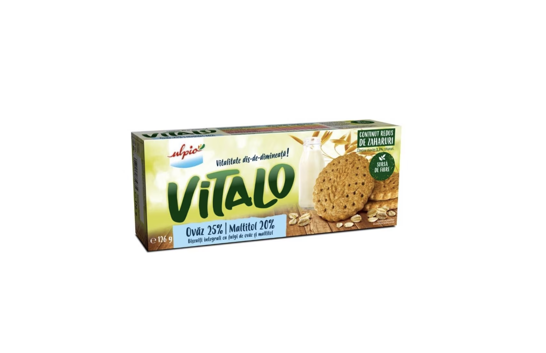 Biscuiti cu Ovaz si Indulcitor Ulpio Vitalo, 2x126 g