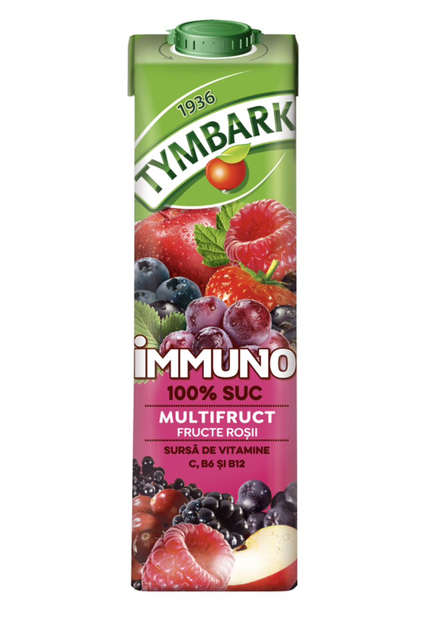 Bautura necarbogazoasa Tymbark Immuno fructe rosii, 1 l