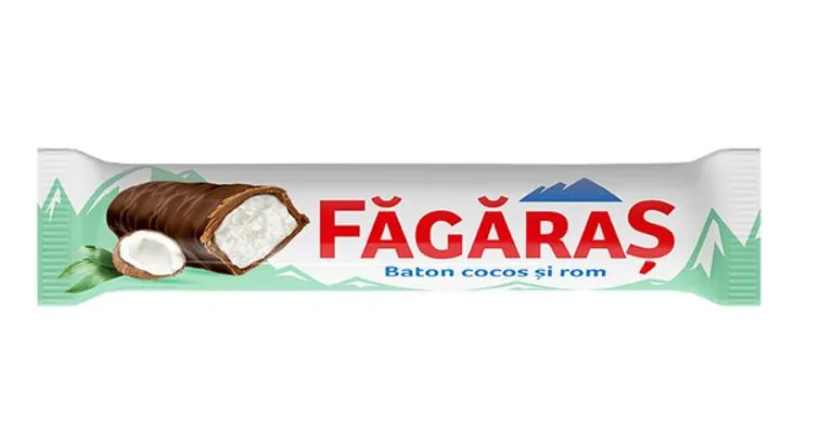 Baton cu cocos si rom Fagaras, 8buc, 320g