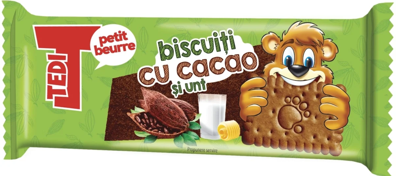 Biscuiti cu cacao si unt, Tedy, 5 bucati, 50g