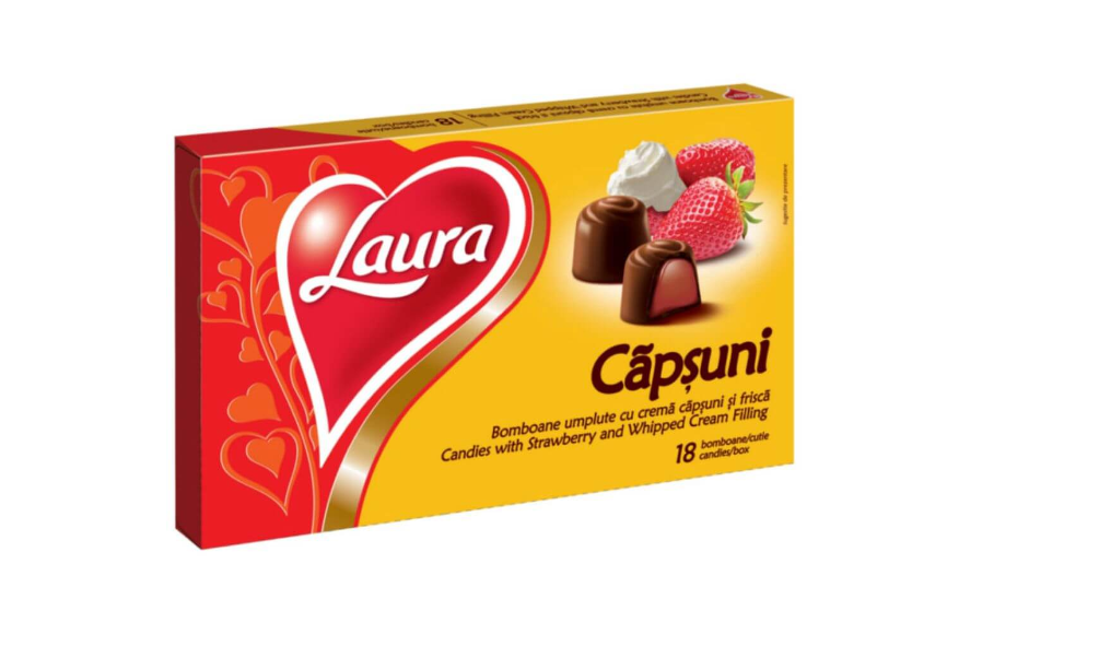 Bomboane cu Crema de Capsuni si Frisca Laura, 140 g