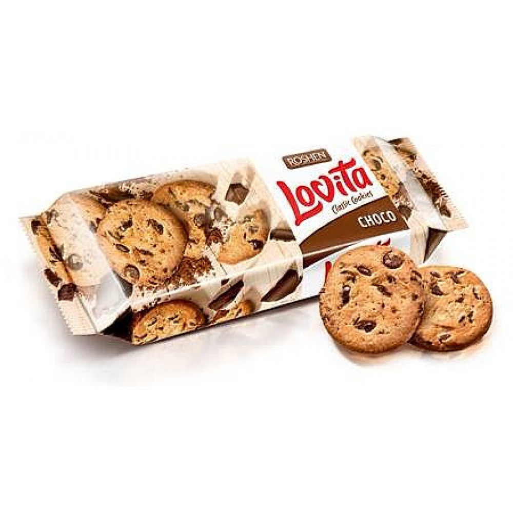 Pachet 5x Biscuiti classic cookies Roshen Lovita cacao150gr