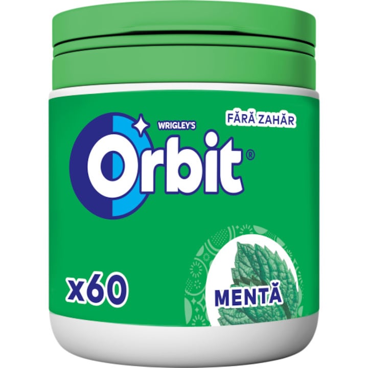 Guma de mestecat cu aroma de menta 60 buc Orbit Spearmint, 84g