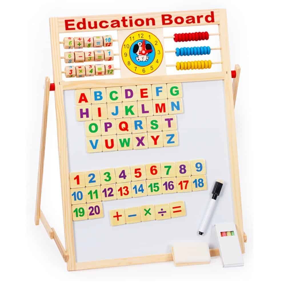 Tablita din lemn educativa, creativa, magnetica, cu socotitoare, alfabet, creta, Education Board 62 X 46cm