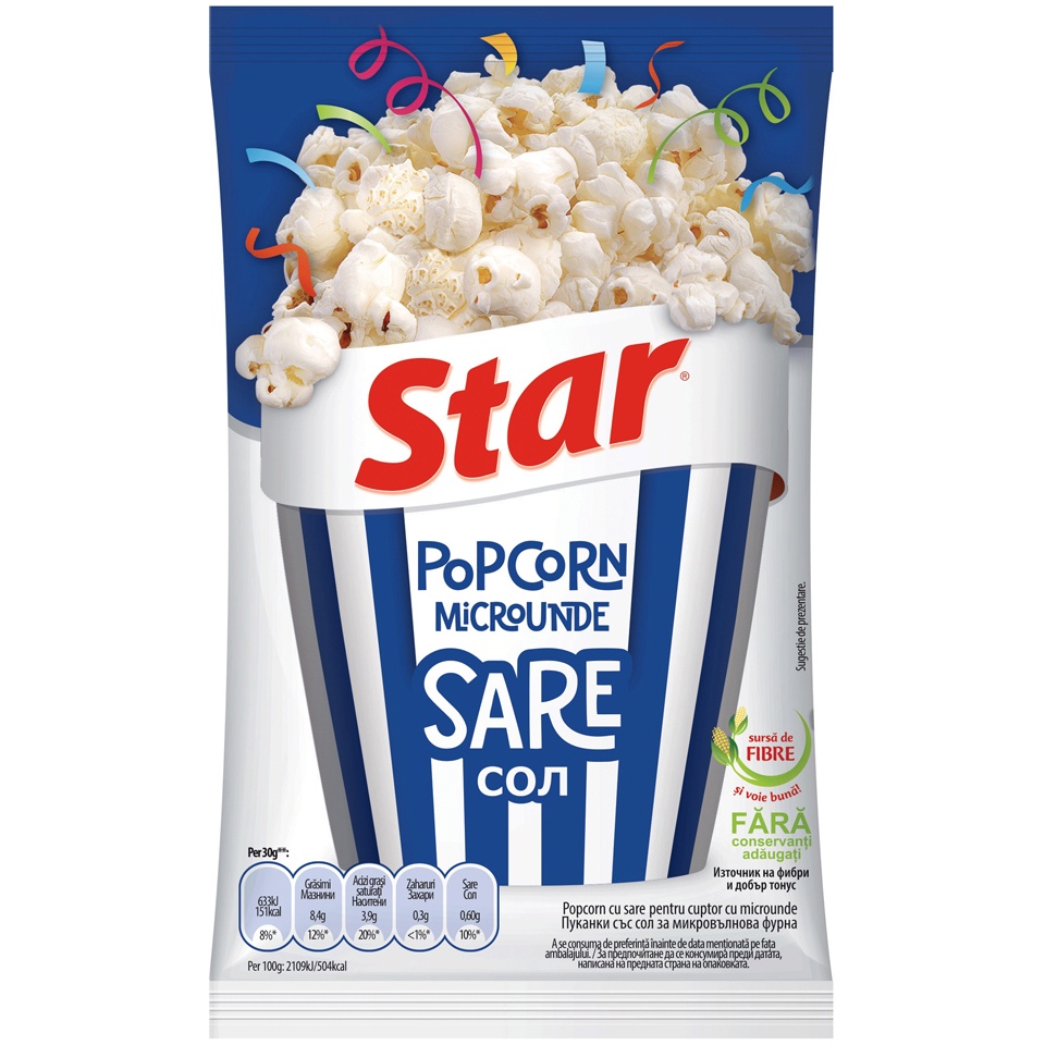 Star, Popcorn cu sare pentru microunde 87g